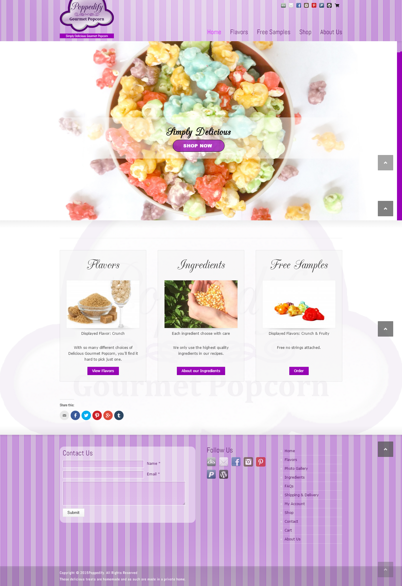 Screenshot of the Poppedify website