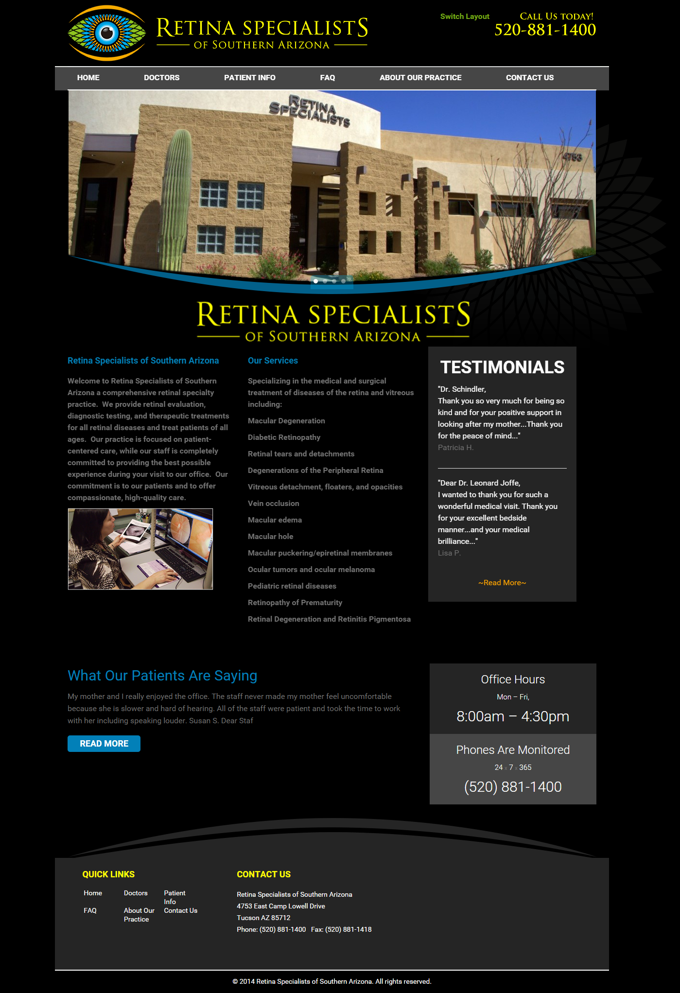 Screenshot of the Retina Specialists website