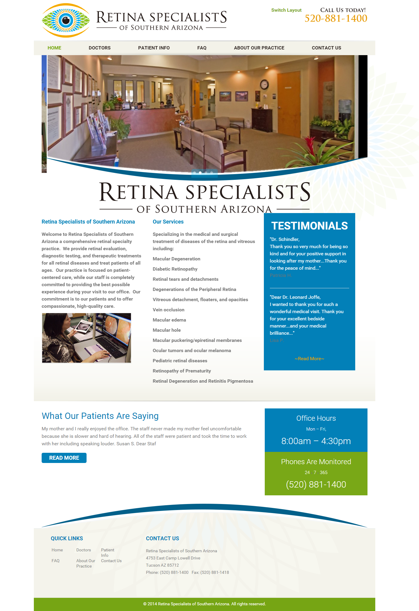 Screenshot of Retina Specialists of Southern Arizona (Light)